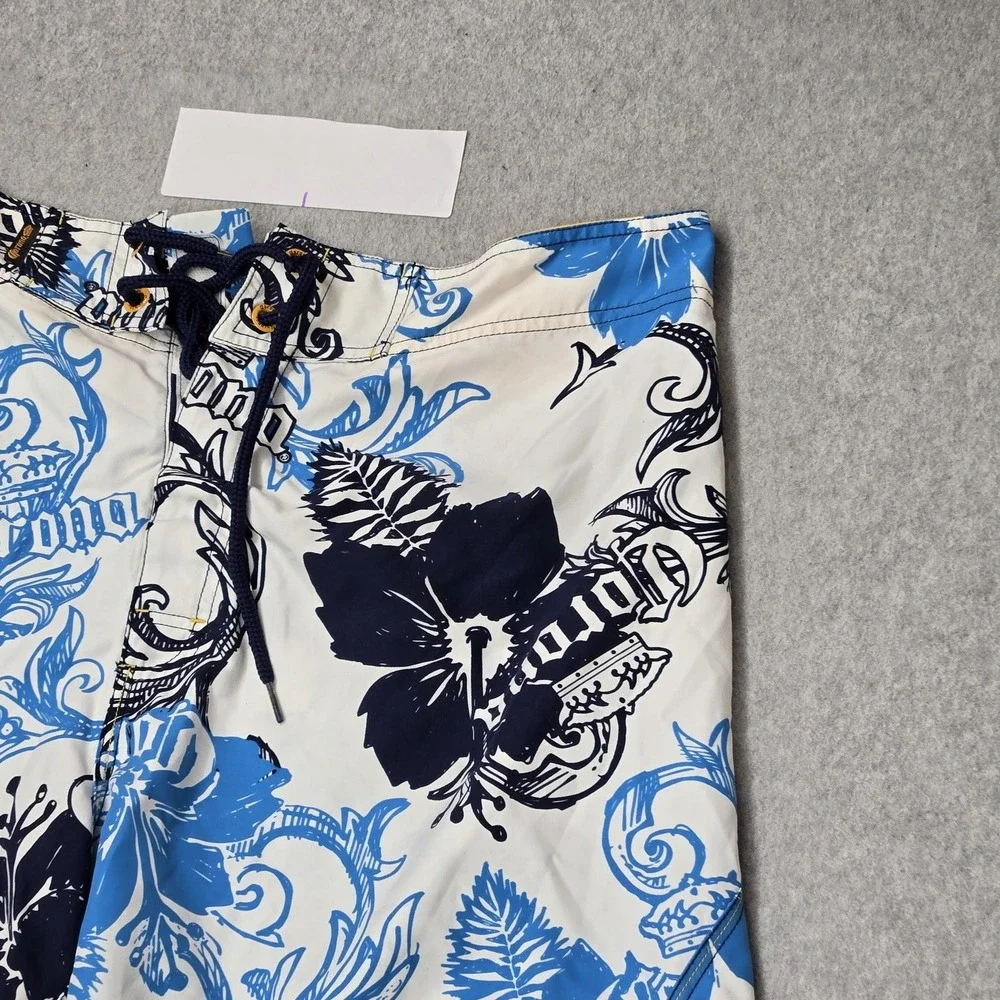Corona Extra Men Shorts XXL/38 White Swimwear Floral Corona Logo Board Shorts